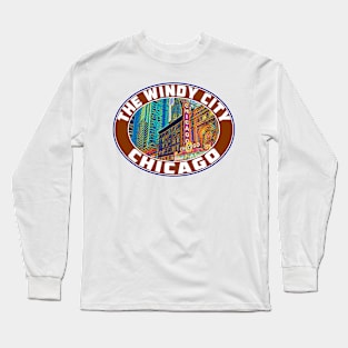 Chicago Illinois The Windy City Vintage Long Sleeve T-Shirt